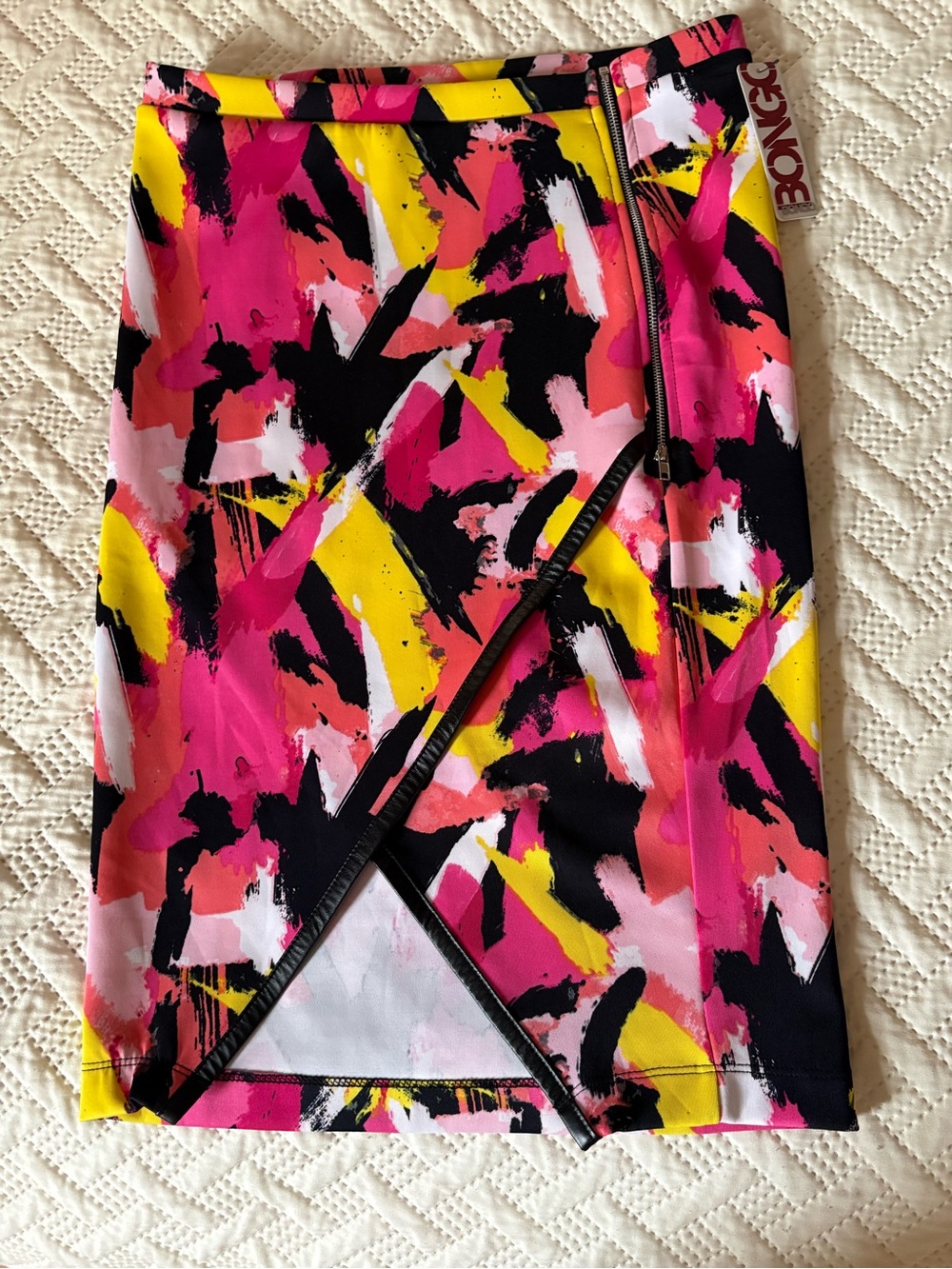 BONGO Abstract Pencil Skirt - Pink, Yellow & Black